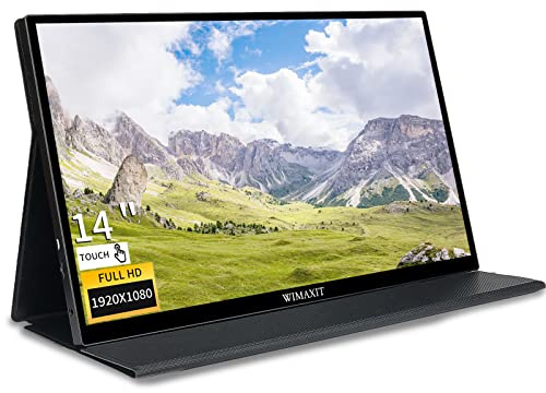 WIMAXIT Monitor táctil portátil de 14 Pulgadas con 400cd/m2 98% sRGB Full HD 1920 × 1080 IPS Monitor VESA 2 Puertos USB C Pantalla de Ordenador
