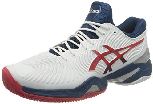 ASICS Court FF Clay Men's Tennis Shoes, White Mako Blue, 13 UK