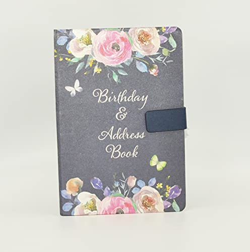 Sixstore Telephone Address & Birthday Book A-Z Index Beautiful Fabric Vintage Style Cover A5 Size Soft Padded Cover Address & Birthday Book with Magnetic Lock, Vintage Florals