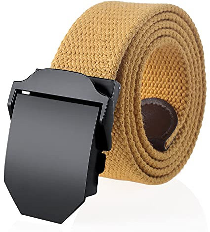 Bodmind Canvas Belt Stoffgürtel,Einfache Persönlichkeit Gelbes Muster Verstellbarer Schnitt Zu Golf Gürtel Flip Top Schnalle Metall Jeans Für Männer Bund Armee Militär Taktische Männliche Jeans Ch