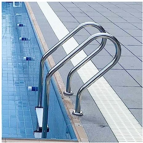 DOZPAL Échelle de Piscine enterrée en Acier Inoxydable Échelle de Piscine à 2 marches avec 2 marches antidérapantes et Main Courante pour piscines intérieures/extérieures - Capacité de 150 kg,C