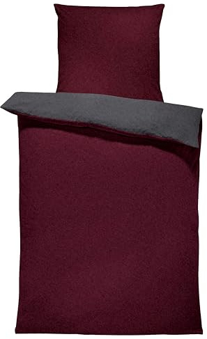 one-home Winter Bettwäsche Doubleface Uni Wende kuschelig flauschig warm weich Fleece, Größe: 155x200 cm, Farbe: Bordeaux/anthrazit