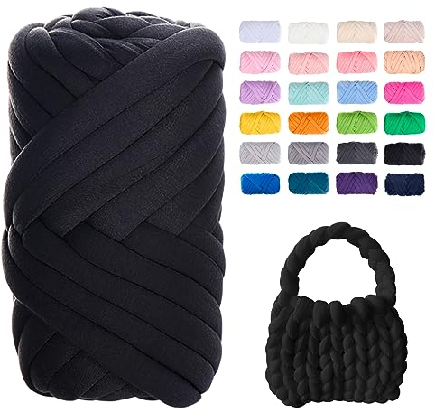 Uiopa Bulky Armstricken Wolle, 500g Dicke Wolle Sperrige Handstrickgarn, Grob Gestrickte Schlauchgarn Häkelwolle Chunky Yarn für Taschen, Decken, Körbe, Haustiernester, DIY-Kunsthandwerk