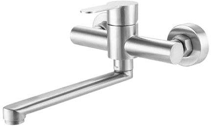 Grifo de Cocina de Pared, Grifo de Acero Inoxidable, Montaje en Pared de Cocina, Grifo de Cocina, Montaje en Pared, Mezclador Monomando Frío y Caliente, Grifo Mezclador de Cocina