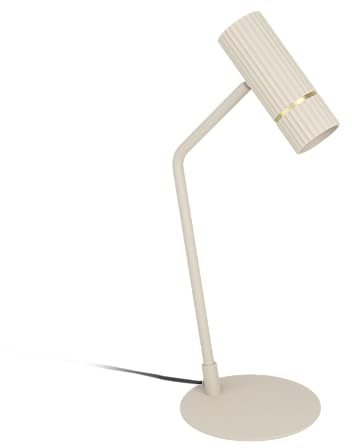 Eglo Caminia Lámpara de mesa led, lámpara de mesilla con foco, lámpara de mesa para salón y dormitorio de metal en beis y dorado, bombilla GU10, blanco cálido
