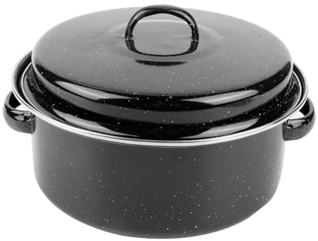 Leapiture Enamel Pot with Lid Nonstick Cooking Pot Food Steamer Basting Pot Heavy Duty Cookware for Cooking Vegetables Seafood Cake Stews Pasta