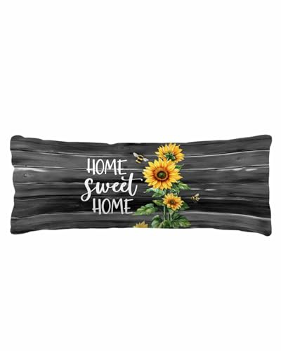 Pillowcase 20x60 Inch - Body Sunflower Watercolor Bee Soft Brushed Microfiber Pillow Covers with Hidden Zipper Closure Bed Pillow Shams for Bedroom Sofa Car, 1pcs