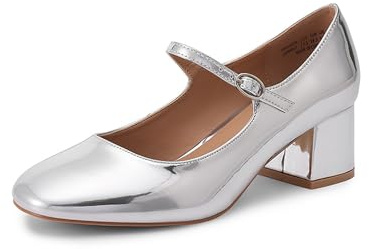 DREAM PAIRS Zapatos de talón de Mujer con Puntera Cerrada, Plata, 42 EU