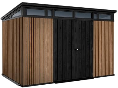 Keter Casetta da Giardino Pent 11x7 Venetian, Effetto Legno Naturale a Doghe, 7,4 m², 340x218x226H cm