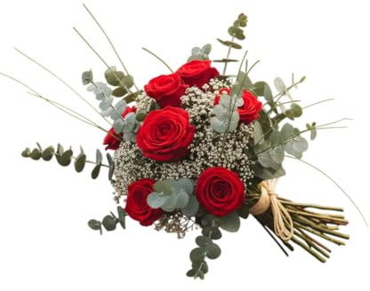 Ramo Preservado de Rosas Rojas Flor Roja Duradera para Regalo DECOALIVE