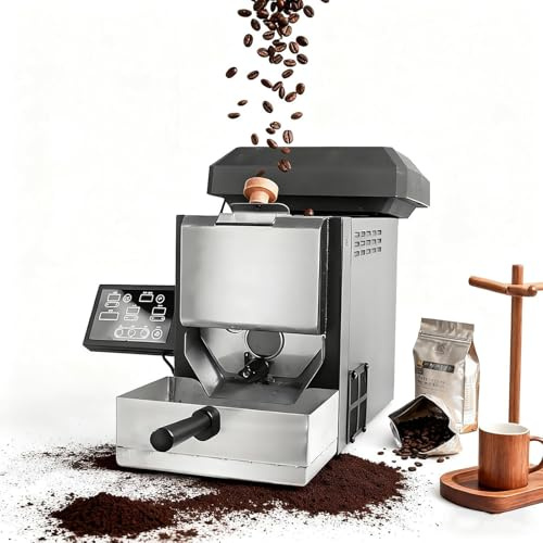 Elektrisk kafferostare, smart kaffebönrostare med 200 g kapacitet, LCD digital skärm, auto/manuella lägen för hem- och kontorsbruk