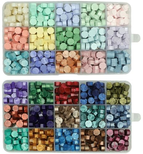 OIENNI 750Pcs Sealing Wax Beads, 30 Colors Wax Seal Beads for Seal Stamps, Perfect for Party Invitations, Envelopes, Greeting Cards and Gift Wrapping (QS)