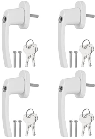 GETLITOOL 4 Maniglie per Finestra con Chiave, Mandrino 35mm, Maniglia Finestra con Serratura in Lega di Alluminio, Blocco di Sicurezza per Bambini e Antifurto, Universale per Porte Finestre a Battente