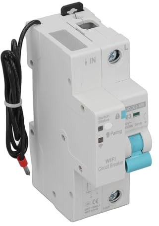 FTVOGUE WiFi Strömbrytare 1P PA66 Smart Strömbrytare 145 Till 295V 63A Fjärrkontroll Timing Läckageinställningar för Hushållsapparater Elektriska Paneler och Hushållsanvändare