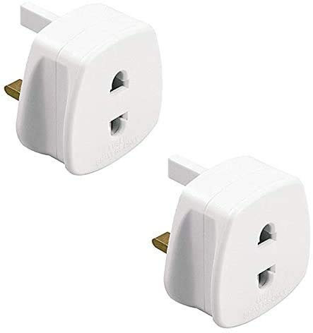 Sojon® 2x Pack of Shaver Adaptor UK 3 Pin to 2 Pin Socket Plug Fuse ideal for Electric Toothbrush, Bathroom Shaving and more - White