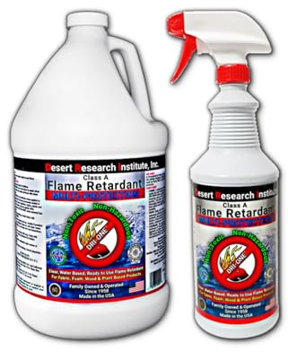 DRI-ONE Fire Retardant Spray Liquid Solution Natural Textiles, Raw Wood, Absorbent Materials & More - Class A -Eco Safe - NFPA 701- ASTM E84, One Gallon and One Quart with One Sprayer - 160 oz