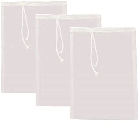 ZZM 3 Stück Siebbeutel zum Entsaften, Nylon-Siebbeutel, Wiederverwendbares Feines Netz, Lebensmittelsieb, Filterbeutel, Seihtuch für Nuss, Mandelmilch Mit Sei