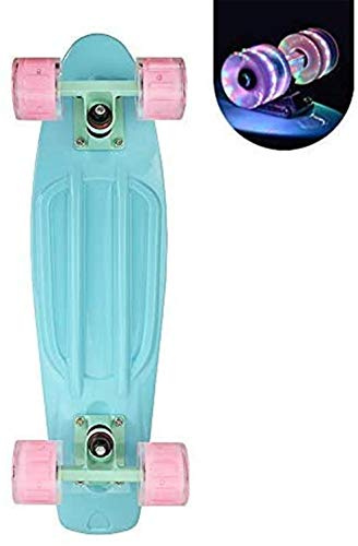 Cruiser Skateboard for Girls with LED Light Up Wheels Cool Completed Skate Board 22 inch for Kids Teens Beginners Standard Skateboard with Carrying Bag