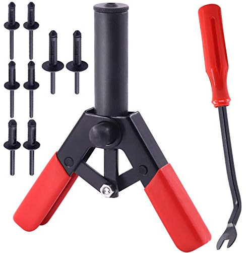 Mardatt Lot de 42 rivets en plastique avec 40 rivets aveugles en nylon de 4 tailles et 1 outil de retrait de fixation, riveteuse manuelle adaptée pour l'automobile et plus encore