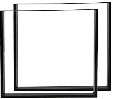 DDMINE Set di 2 piedini per panca/piedi da scrivania rettangolari, gambe per mobili da tavolo da pranzo in acciaio, base per mobili con punte di protezione, nero, 80 x 72 cm