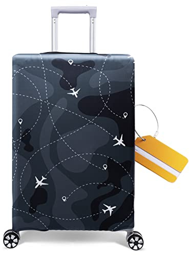 OrgaWise Elastic Travel Luggage Cover Suitcase Cover for 22-32 Inch Suitcase Protective Cover with Zipper, with a Luggage tag, M(22-25 Inch)