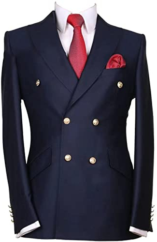 Ulnomio Hommes Veste de Costume à Boutons croisés de Smoking à Revers en Pointe pour Les Affaires Formelles
