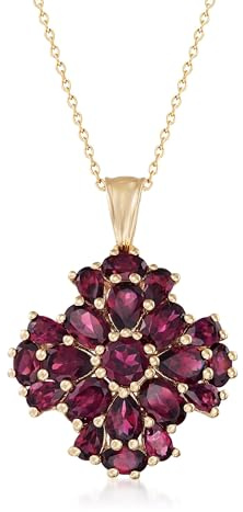 Ross-Simons 7.70 ct. t.w. Rhodolite Garnet Cluster Pendant Necklace in 18kt Gold Over Sterling. 18 inches