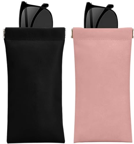 WKRTDY Ensemble de 2 étuis souples pour lunettes, Pochette avec fermeture snap et boîtier portable pour protéger vos lunettes.