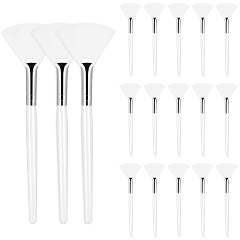 18 Stück Fächerpinsel Make-up Kosmetik Gesichtspinsel Masken Pinsel Säure-Applikator-Pinsel Make-up-Pinsel mit transparentem Kunststoffgriff Kosmetik-Auftragswerkzeuge für Schlamm-Gesichtscreme