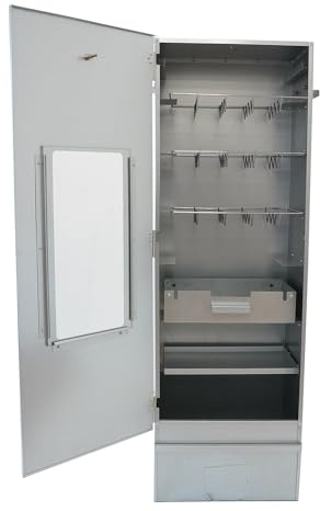 Fumoir à disque - Poisson et viande - Bois/gaz/électrique - Durable - Avec fenêtre de visualisation - Avec thermomètre, crochet de fumée grille de pêche (hauteur 120cm)