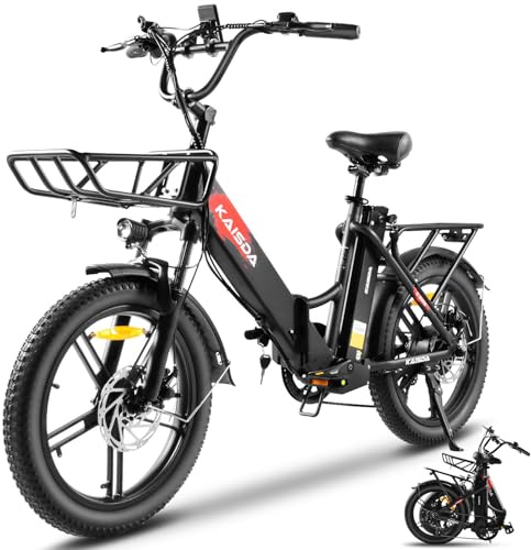 Bicicleta plegable EBike de 20 pulgadas, doble batería, 36 V, 20,8 Ah, para adultos, bicicleta eléctrica, alcance de hasta 75 KM, 7 velocidades, todo terreno, bicicleta eléctrica para hombre(Negro)