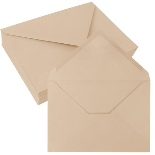 JAGERGREEN 50 Stück Briefumschläge B6 Braun, 137x194 mm 150 g/m² Umschläge Selbstklebend mit Nassklebung, Briefumschlag ohne Fenster, Kuvert für Grußkarten, Geburtstagskarten, Einladungen, Hochzeit