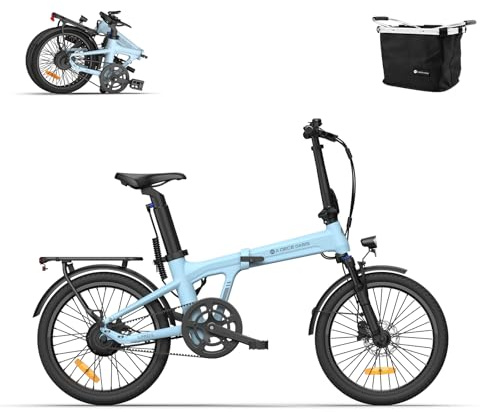 ADO Air20Pro Vélo électrique Pliable, Moteur BAFANG, Entraînement par Courroie, Vélo électrique avec Assistance au Pédalage, IPX7 LCD, APP, Batterie Amovible 36V/9.6Ah, Autonomie de 100 km (Blue)
