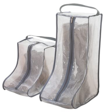 Juego de 2 bolsas de almacenamiento para botas, botas cortas portátiles y botas altas o bolsa protectora, bolsas de polvo para zapatos, fundas para zapatos para viajes, funda transparente para botas