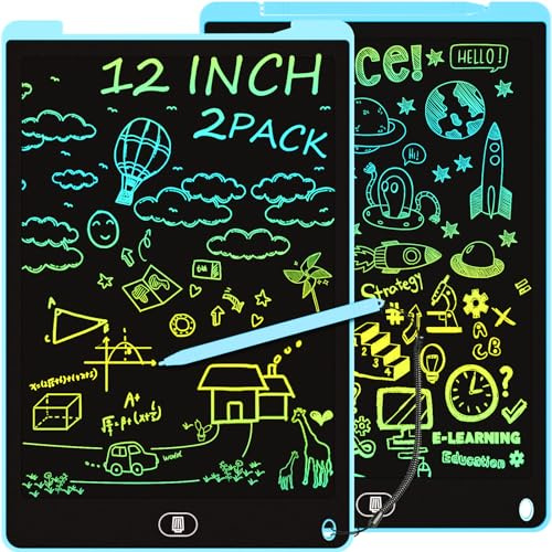 Electight Colorful Writing Board for Kids 12 Inch, 2PCS Blue | LCD Writing Boards for Kids 3 4 5 6 7 8 9 Year Old, Toddler Preschool Educational Toys, Gifts for Birthday, Christmas