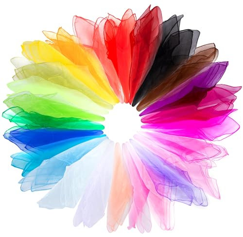 Jesustree 25 Stück Jongliertücher, Bunt Square Tanz Tücher, Chiffontücher Tanzen, Tanztücher, Kindergarten Kinder Party-Aktivitäten Zubehör Dekoration für Gymnastik Jonglieren Spiele, 60x60cm