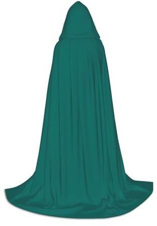 HCVXBSA Naturlig grön svart mantel med huva för män och kvinnor, trollkarlsmantel med, hållbar och bekväm lång kappa för Halloween, cosplay, fester Small