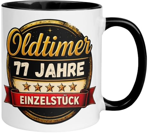 77. Geburtstag Mann Geschenk Tasse | Oldtimer – 77 Jahre Einzelstück | 77ter Geburtstag - Witziges Geburtstagsgeschenk Männer | Lustige Geburtstagstasse mit Spruch 77 Geburtstag | Made in Germany