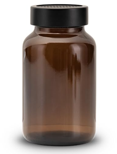 Koffs Design Spargitore per cacao e zucchero a velo in vetro marrone con inserto in acciaio inox, dosatore di cacao, cannella e zucchero a velo, spargitore per cacao, 200 ml, spargitore in polvere