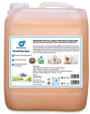 KaiserRein Duschgel - Shampoo - Badezusatz mit Pfirsich-Duft 5L Kanister Nachfüller Nachfüllpack, Nachfüllbeutel für Frauen - Damen und Männer - Herren