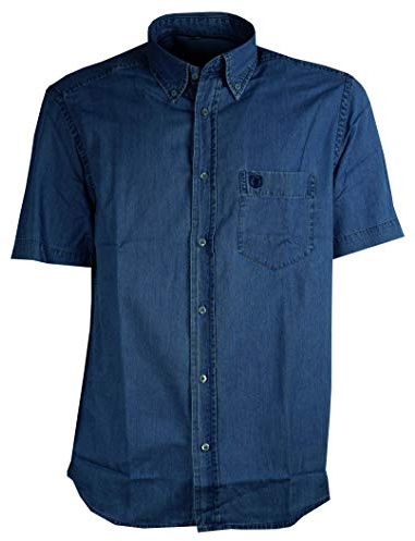 SEA BARRIER Camicia Jeans Leggero Uomo Art Jungle Manica Corta Azzurro M - 3XL