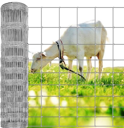 AMAGABELI GARDEN & HOME 50m L8/100/15 Wire Stock Fencing Hot Dipped Galvanized Netting 2mm Wire Diameter Garden Farm Paddock Boundary Fence Livestock Fence for Pig Sheep Deer Cow Horse HC07