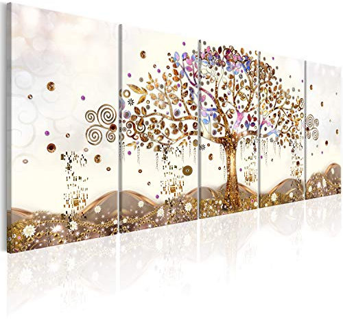 murando - Cuadro de cristal acrílico Gustav Klimt Árbol de la vida 150x60 cm Impresión de 5 Piezas Pintura sobre Vidrio Imagen Gráfica Decoracion de Pared Abstracto l-A-0009-k-n