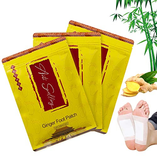 30 Pezzi Patch per i Piedi Disintossicanti Allo Zenzero, Ginger Foot Patch Naturali, Toppa Tumerica Anti Gonfiore, Cerotti Detox Piedi Migliorare il Sonno