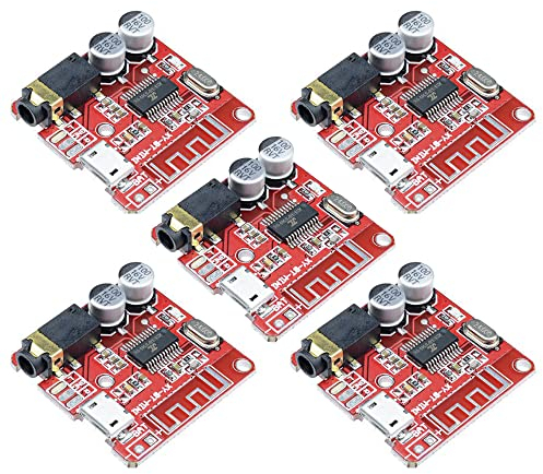 Heemol Scheda ricevitore audio Bluetooth, Bluetooth 5.0, MP3, scheda decodificatore senza perdita di dati, modulo musicale stereo senza fili, 3,7-5 V, XY-BT-Mini (5 pezzi)