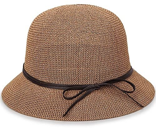 Chapeau cloche vintage des années 1920 pour femme, chapeau melon d'été, chapeau d'église pour femme, kaki, M