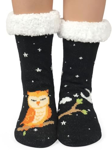 ILovDaisy Chaussettes douces pour femmes en forme d'animal, mignonnes, chaudes, avec prise thermique, d'hiver, confortables, en polaire, avec pinces antidérapantes pour Noël, 39/42 EU