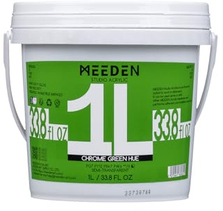MEEDEN Grün Acrylfarben 1L: Heavy Body Gloss Acryl Farbe für Leinwand Holz Wand Textile, Groß Acrylic Paint - Wasserfest & Ungiftig & Schnelltrocknend - Chromgrün