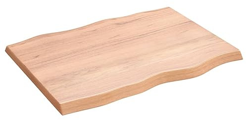 LAPOOH Skrivbordsskiva ljusbrun 80 x 60 x 4 cm massivt trä ek bordsskiva, bänkskiva, tvättställsplatta, kontorsbordsskiva