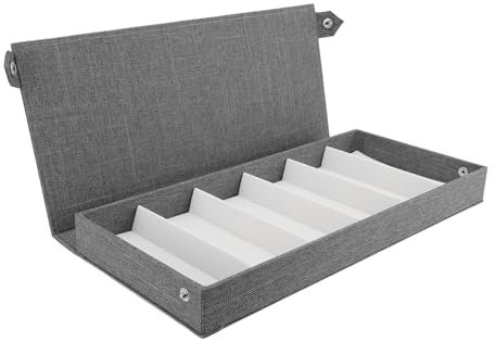 ZJchao Caja de Gafas de Lino con 6 Ranuras, Organizador de Gafas de Moda para Hogar y Viaje, Almacenamiento de Gafas de Sol, GRIS